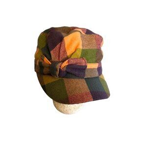 Vintage D & Y Wool Blend Plaid Newsboy Cap‎ Hat